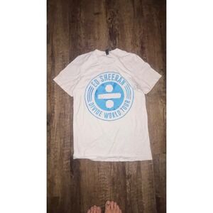 Ed Sheeran Divide World Tour Concert T-Shirt White Blue Graphic Mens Small S